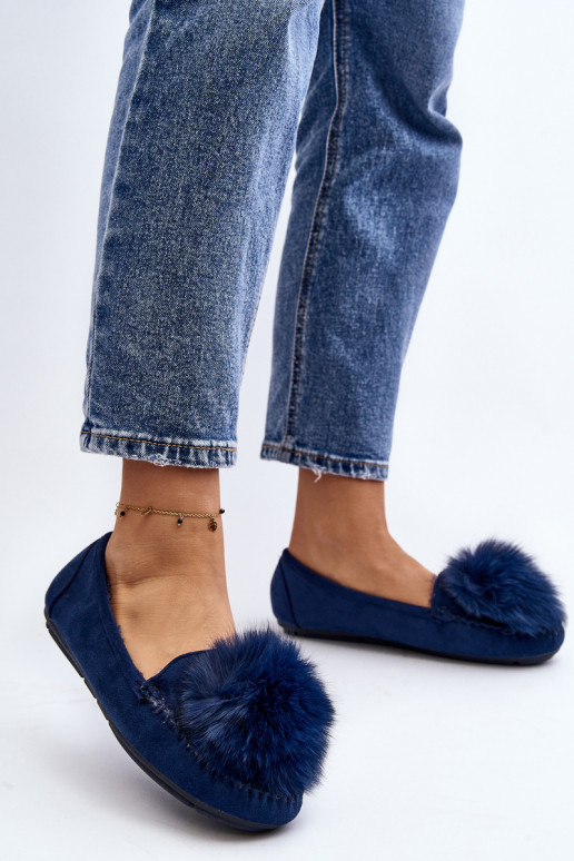 Women's Moccasins with Fur Lining Blue Novas