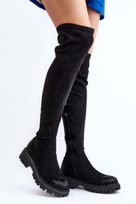 Women's flat heel over-the-knee boots La.Fi 270068B-SU Black