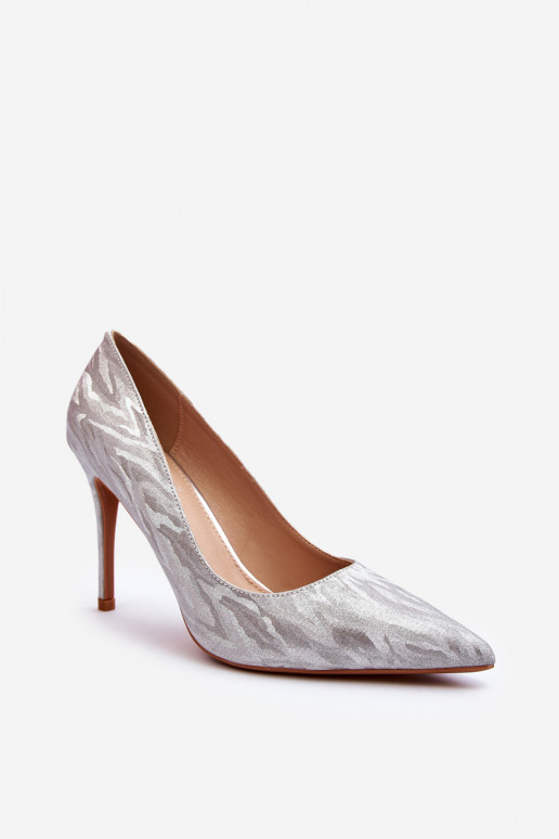 Silver Glitter Embellished Pumps Klonisa