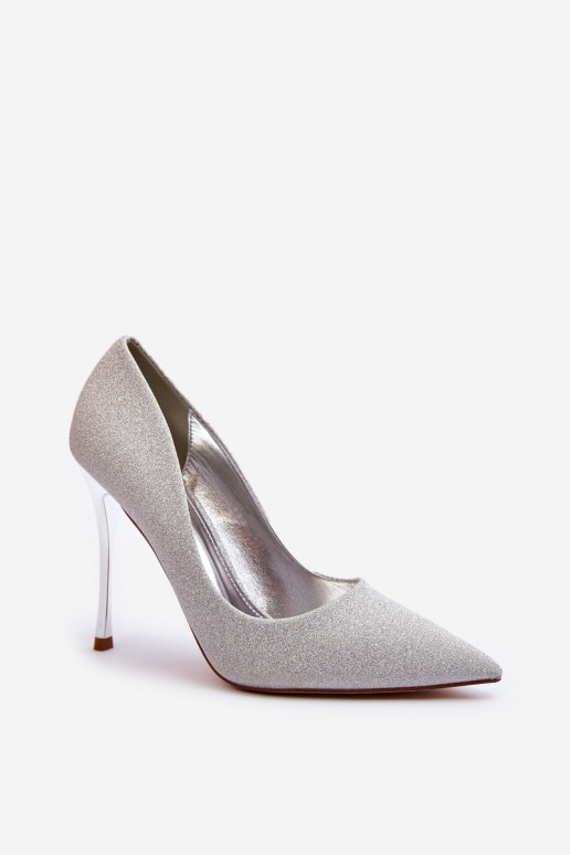 Silver Brocade High Heels Tiberona