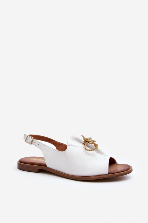 Leather Flat Sandals Zazoo 2898 White