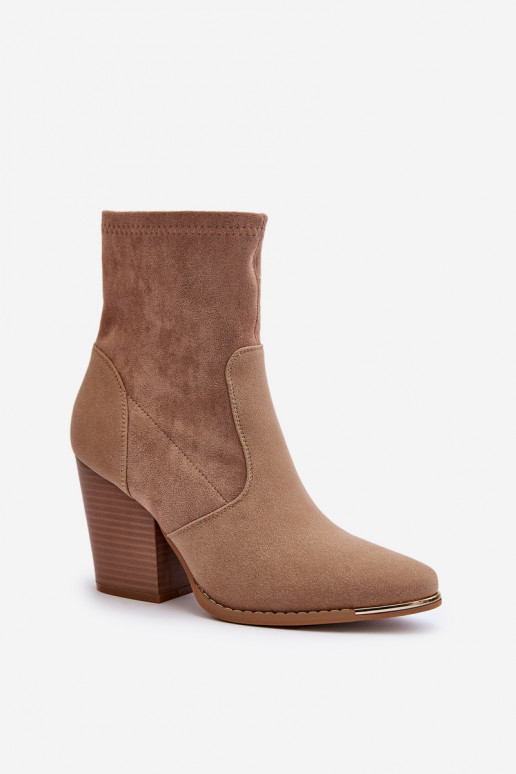 Women's Beige Ankle Boots with Stiletto Heel Sanile