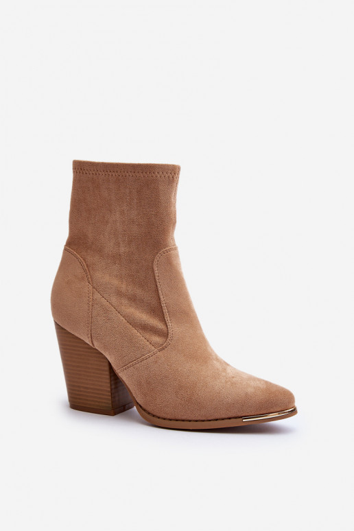 Women's Ankle Boots with Block Heel Khaki Sanile