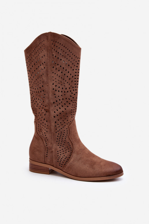 Brown Lace-up Half-calf Boots Kleorelia