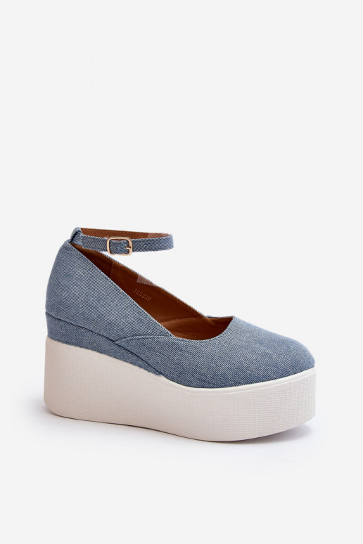 Women's Denim Wedge Espadrilles Blue Malla