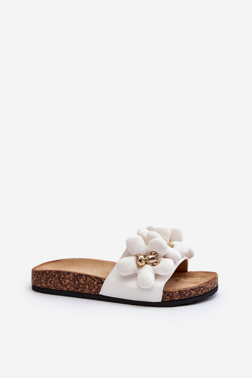 Women's White Sandals with Decorations Bunlia