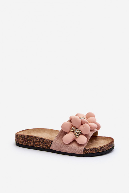 Women's Pink Embellished Slippers Bunlia