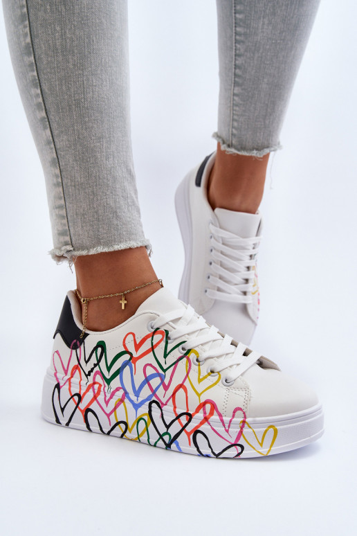 Women's Sneakers with Hearts White Claral