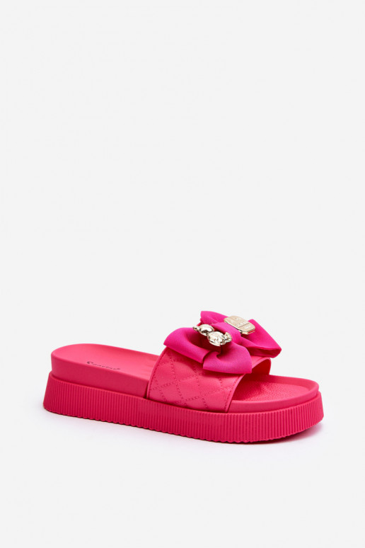 Women's Flip Flops With Bow and Teddy Bear Fuchsia Katterina