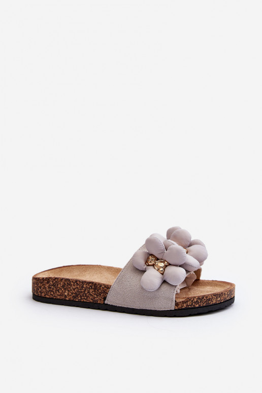 Women's Grey Sandals with Decorations Bunlia