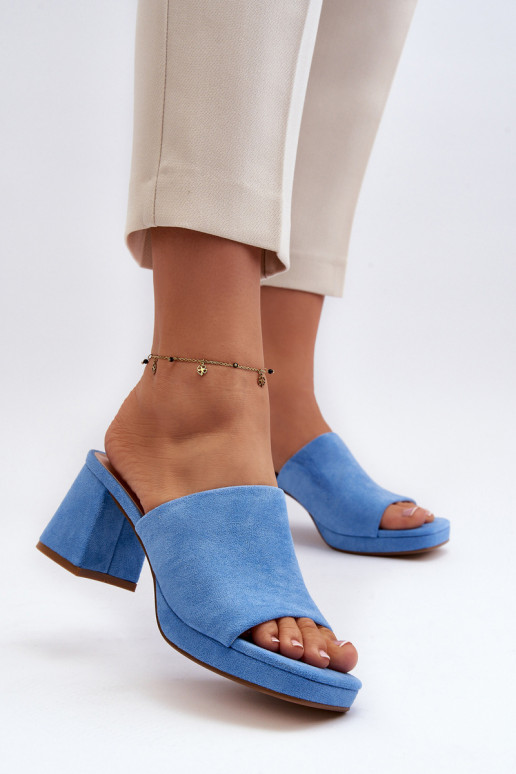 Women's Blue Heeled Sandals Bralya