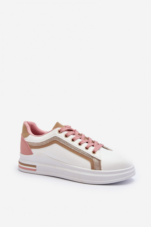 Beige Women's Sneakers With Glitter Elnami