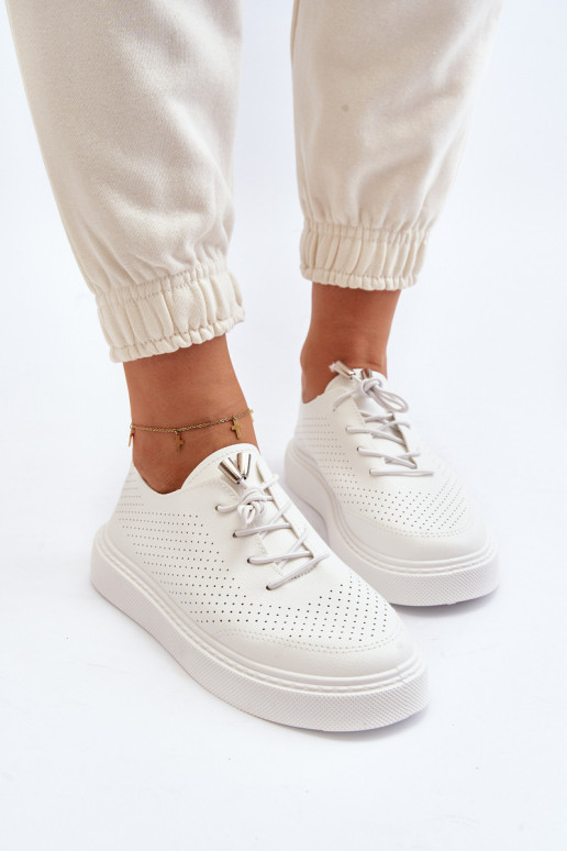 White Women's Cutout Sneakers Unassemia