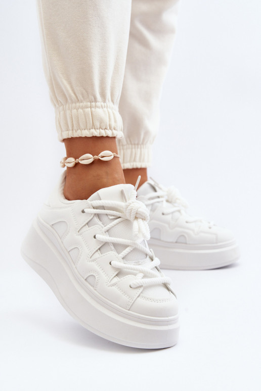 Women's Sneakers With Thick Lacing White Vinali