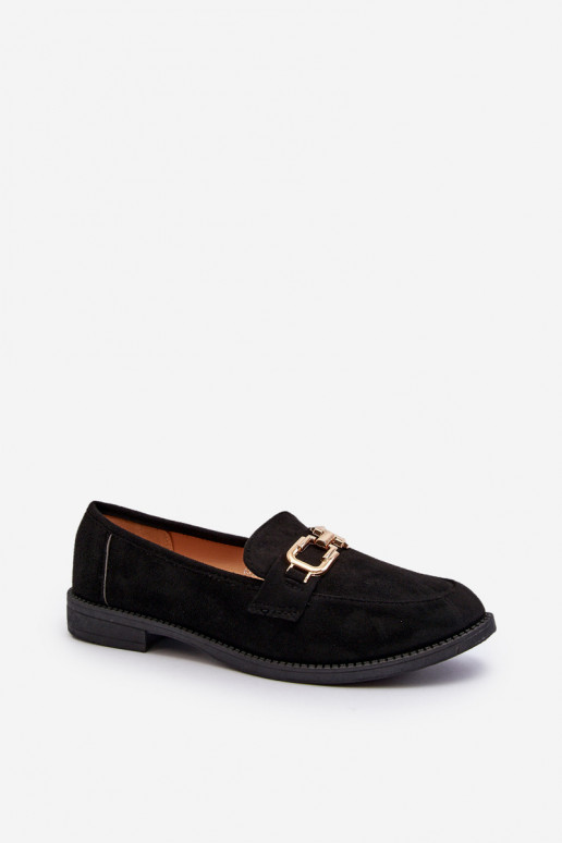 Black Women's Suede Moccasins With Flat Heel Misal