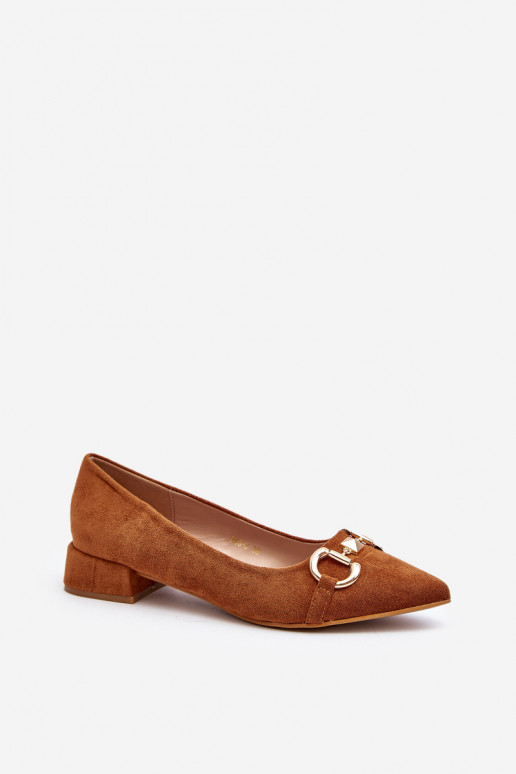 Suede Ballerina Flats with Pointed Toe Camel Ethere