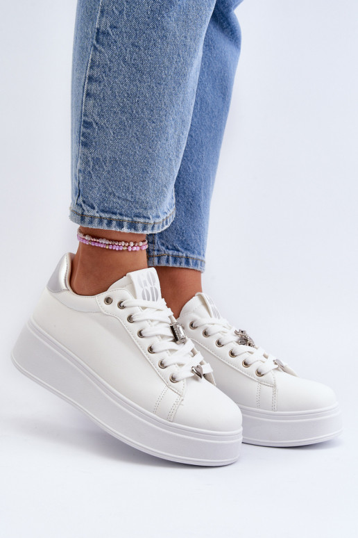 Women's platform sneakers with white embellishments Herbisa