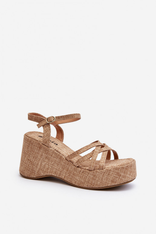 Beige Platform Sandals and Wedges Oporia