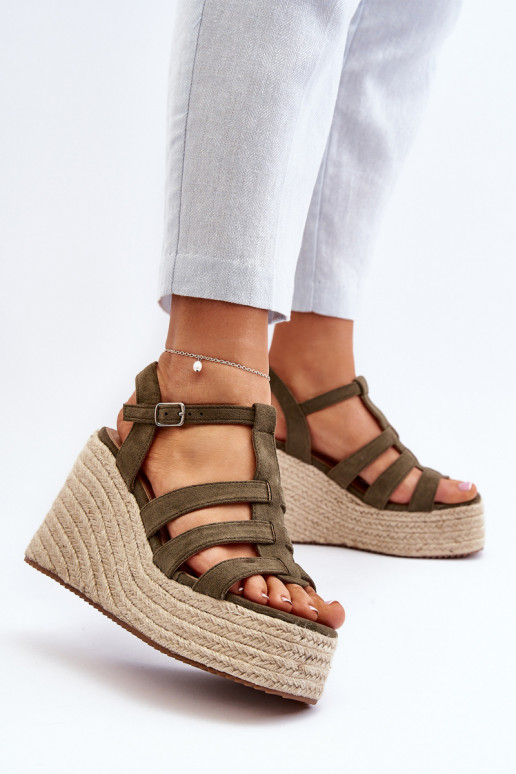 Wedge Sandals with Braided Green Gnosis