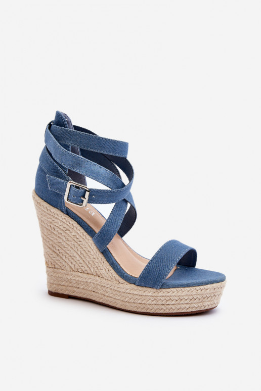 Blue fashion wedges heels