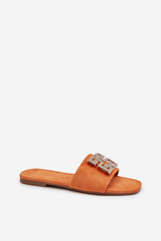 Women's Flat Sandals with Orange Decoration Inaile