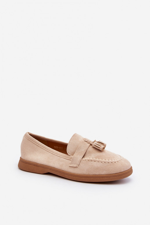 Women's Suede Moccasins Beige Dansitu