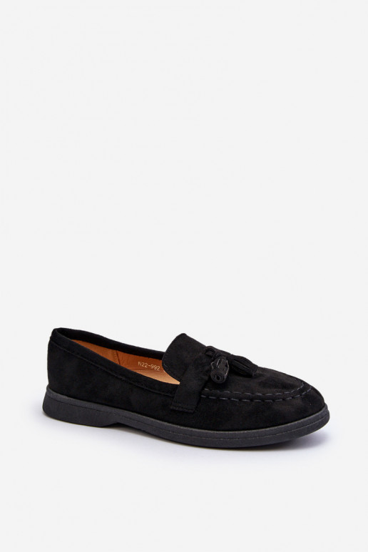 Women's Suede Moccasins Black Dansitu