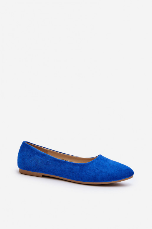 Women's Blue Suede Ballerina Flats Kommia