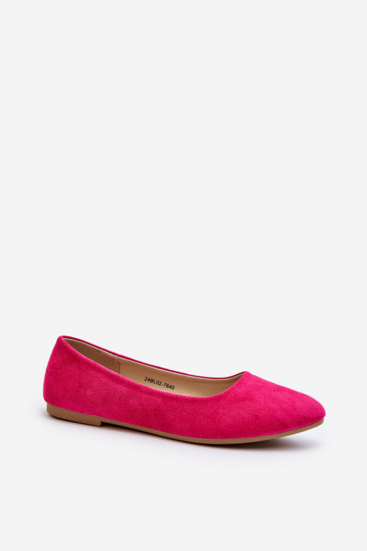 Women's Pink Suede Ballerina Flats Kommia