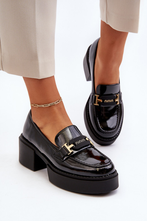 Women's Loafers on Chunky Heel Black Ridulvi