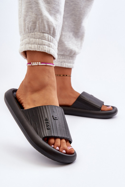 Women's Lightweight Black Foam Slides Fenicva