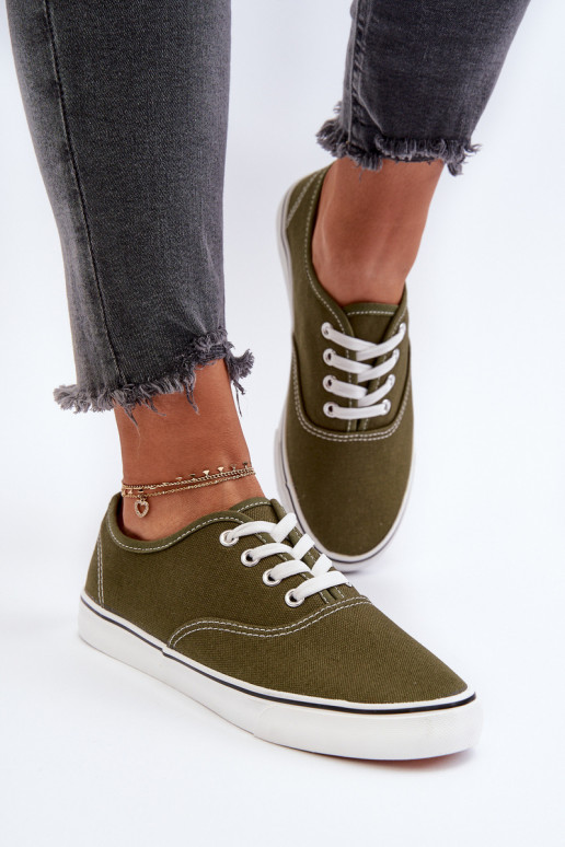 Women's Classic Dark Green Canvas Sneakers Olvali