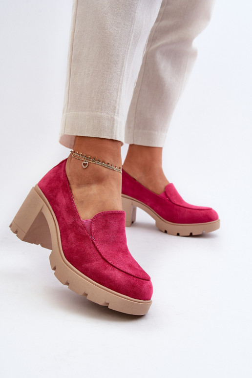 Women's Eco Suede Shoes with High Heels and Platform Fuchsia Arablosa