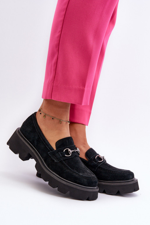 Massive Women's Suede Moccasins Black Neloria