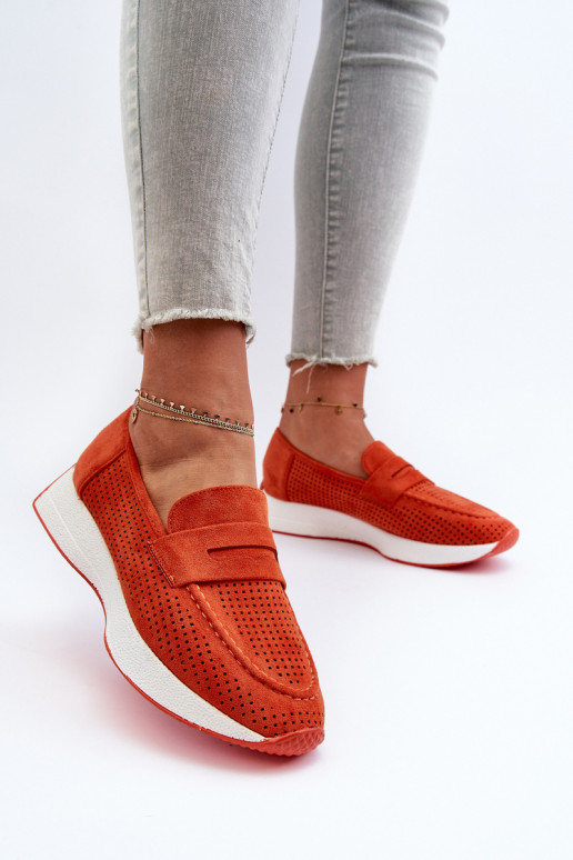 Women's Eco Suede Platform Loafers, Orange Inesqua