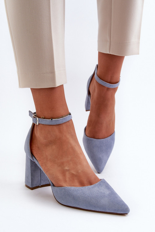 High heel pumps with pointed toes, Eco Suede, Blue Halene