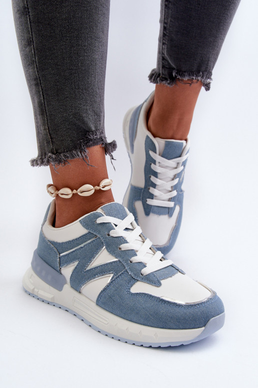 Women's Denim Sneakers Made of Eco Leather Blue Kaimans