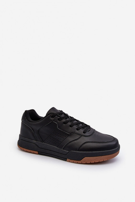 Men's Black Faux Leather Sneakers Radikalle