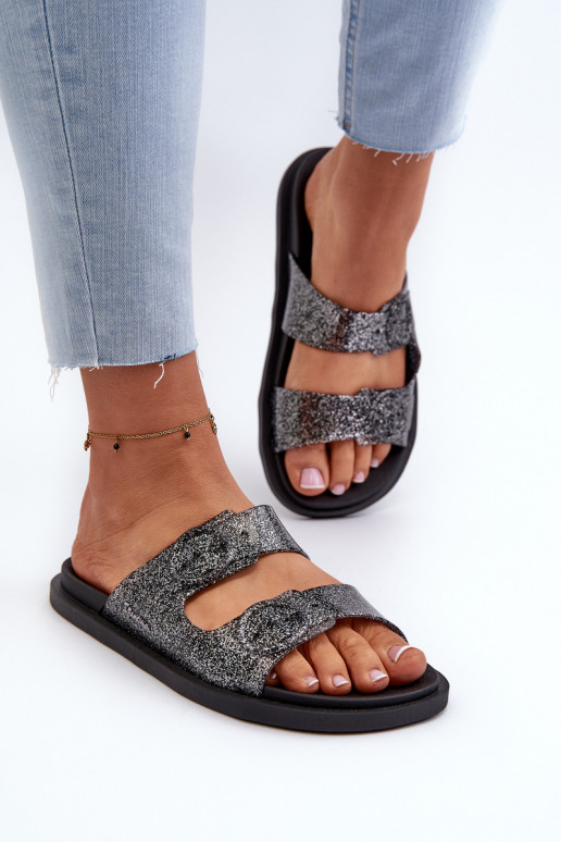 Glittery Sandals With Buckles 83530 Ipanema Follow Fem Black