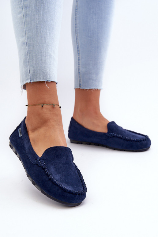 Women's Eco Suede Moccasins, Navy Blue Amrutia