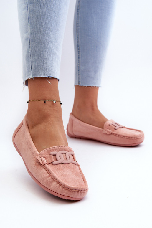 Women's Fashionable Suede Moccasins Light Pink Rabell