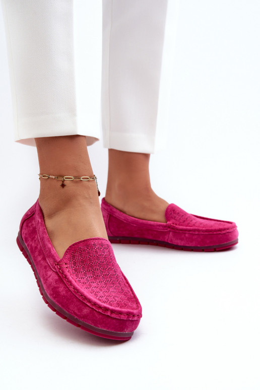 Pink Women's Suede Moccasins S.Barski LR755