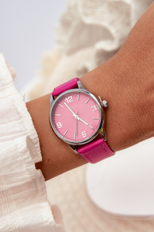 Women's Watch with Faux Leather Strap Fuchsia Ernest E2177