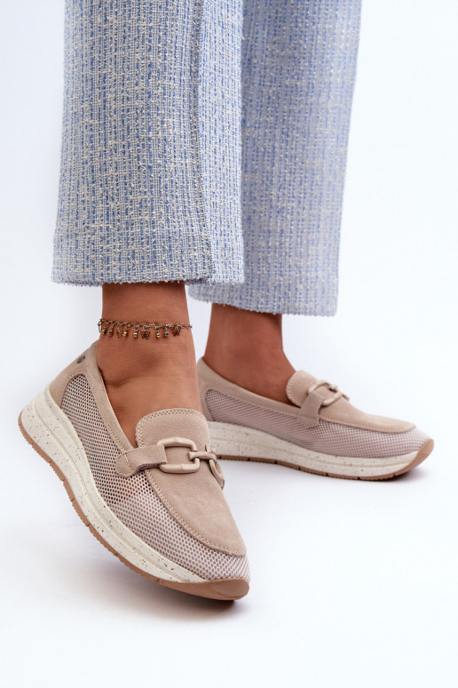 Women's Suede Moccasins D&A TW210 Beige