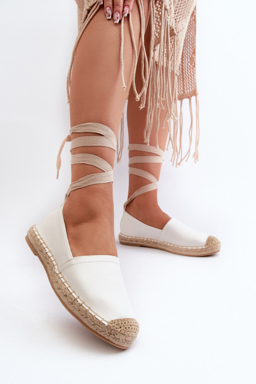 Lace-up Eco Leather Espadrilles White Ismanne