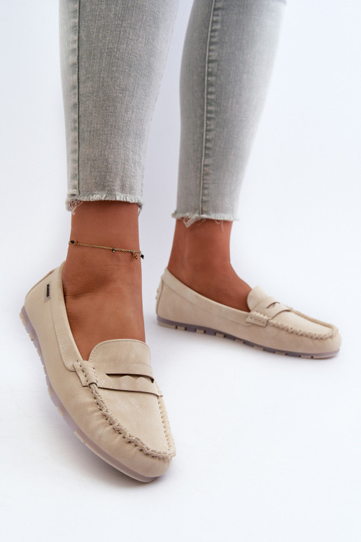 Women's Beige Faux Leather Loafers Celoria