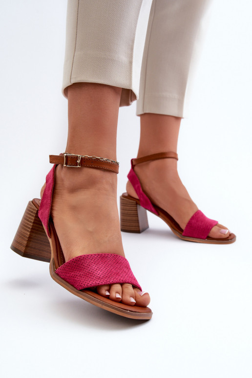 Women's High Heel Sandals Made of Eco Suede Fuchsia Ronvia