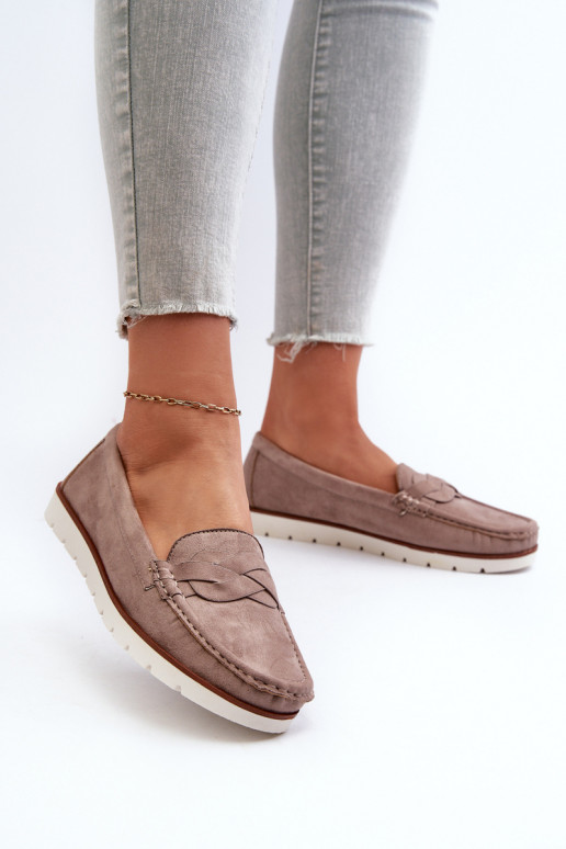 Women's Eco Suede Moccasins, Dark Beige Nestalia