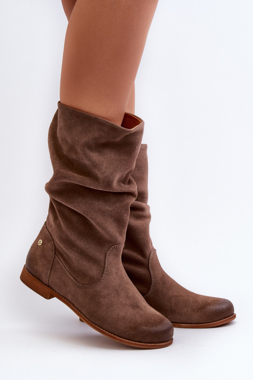 Women's Suede Boots Maciejka 05057-14 Brown