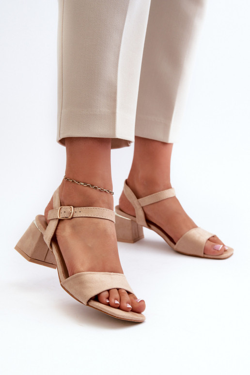 Women's Sandals on a Block Made of Eco Suede Beige Leisha